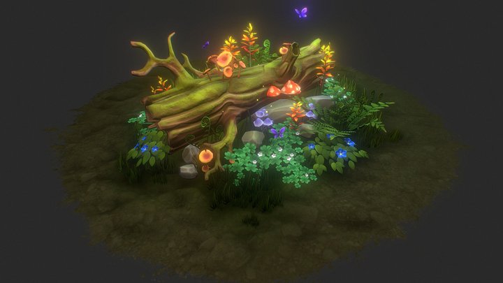 Mossy Log 3D Model