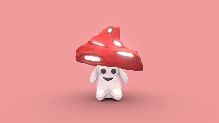 Low Poly Mushroom Character 3D Model
