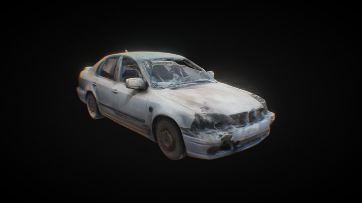 Sedan Car Destroyed 3D Model