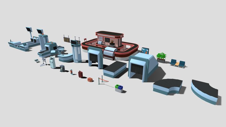 Airport Inside Building Pack – Free 3D Model STL