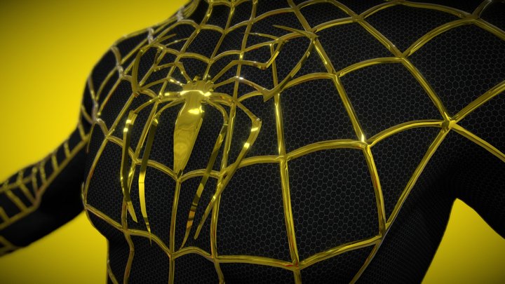 Spiderman black and golden suit 3D Model