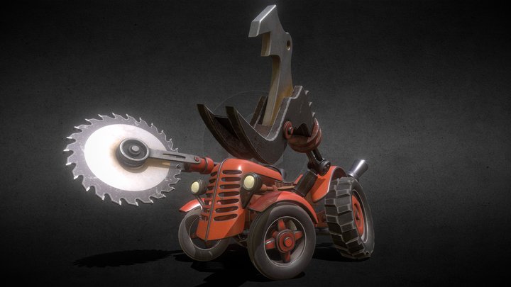 Tree Cutter 9000 - Cartoon Forestry Vehicle 3D Model