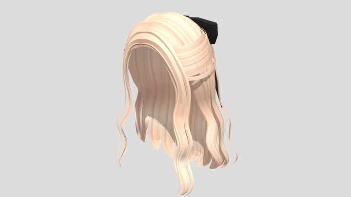 Blond Hair With Black Ribbon 3D Model