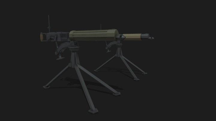 Vickers mg low poly 3D Model