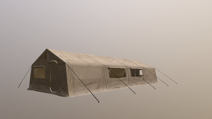 Low Poly Military Tent 05 3D Model