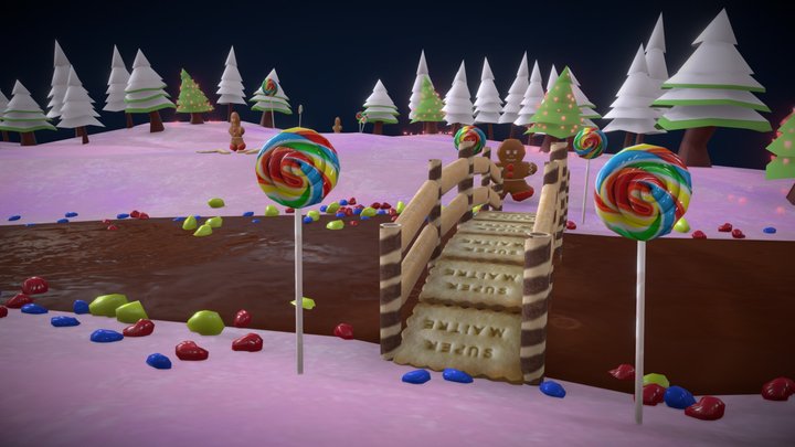 Candy world - Low Poly Game Level 3D Model