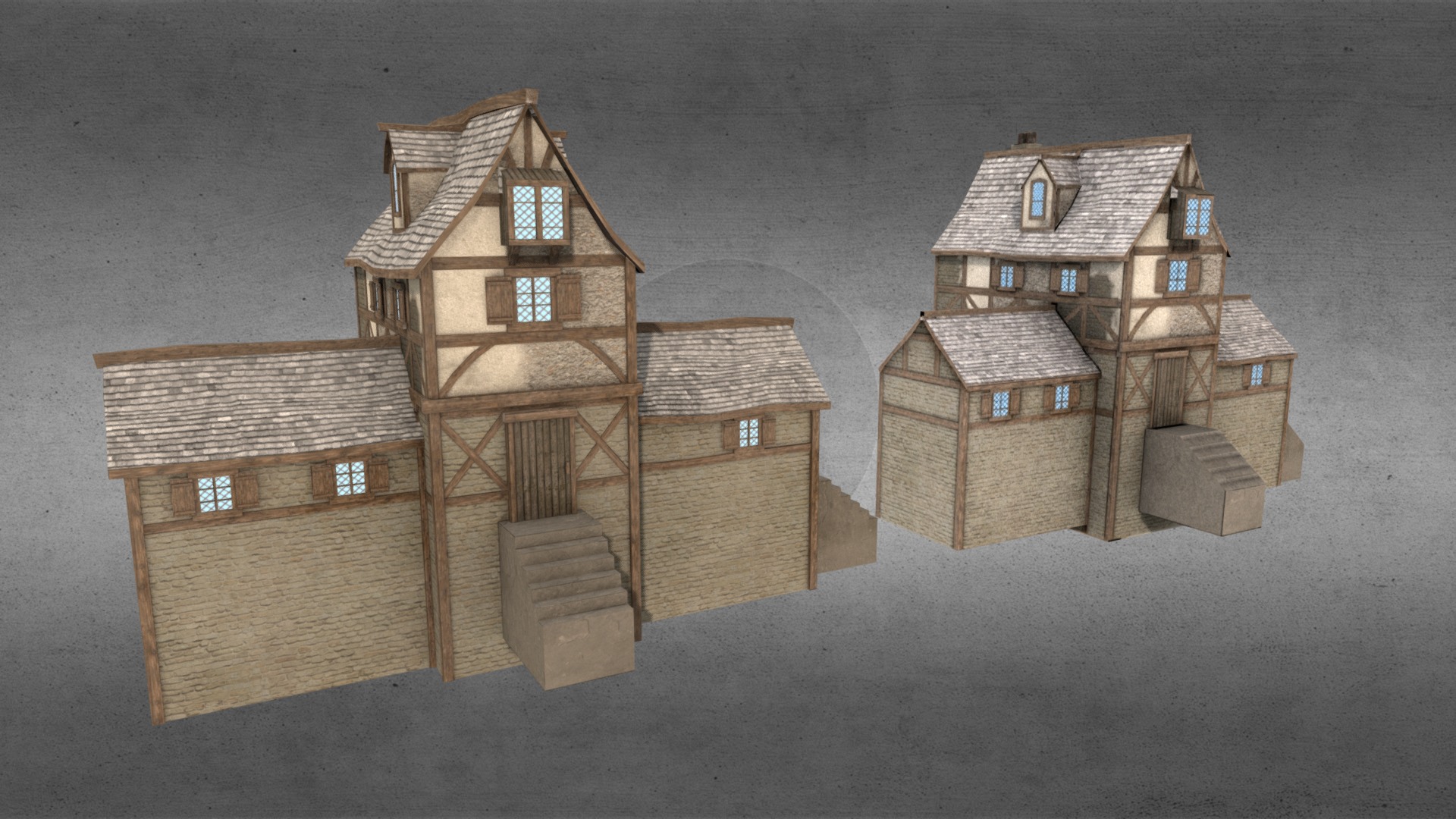3D model Medieval: Town House4 - This is a 3D model of the Medieval: Town House4. The 3D model is about a group of houses.