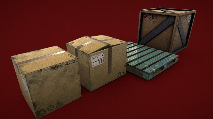 Cardboard Boxes Wood Palette Create (2K)