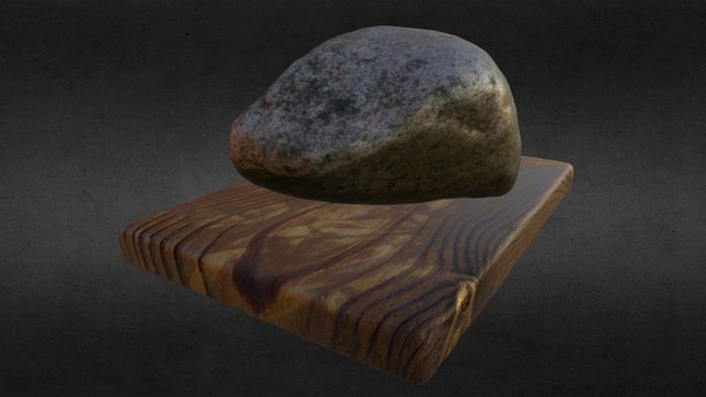 Stone on the woodboard nr 25 3D Model