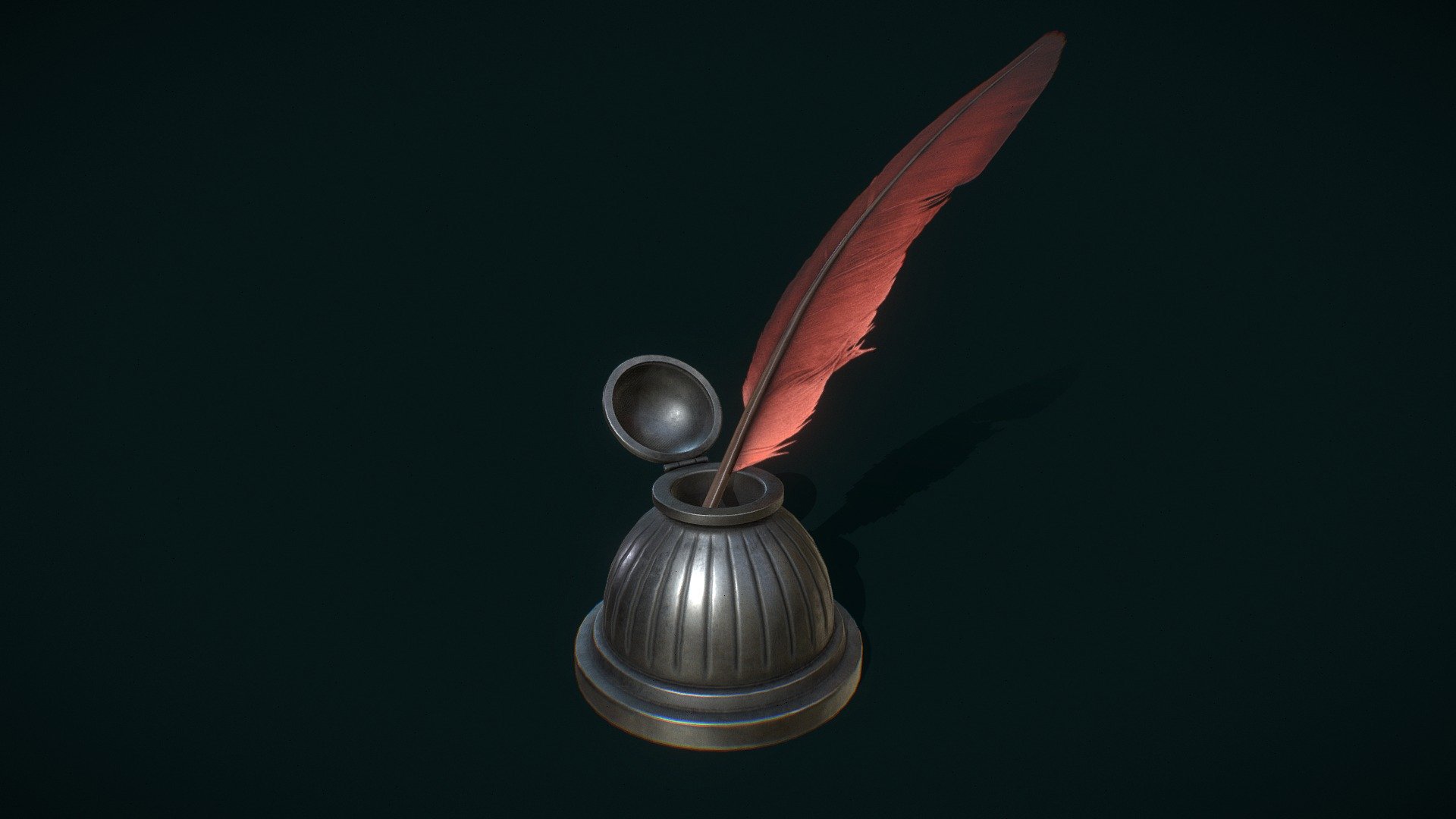 Inkwell with feather pen - Download Free 3D model by shuvalov.di ...