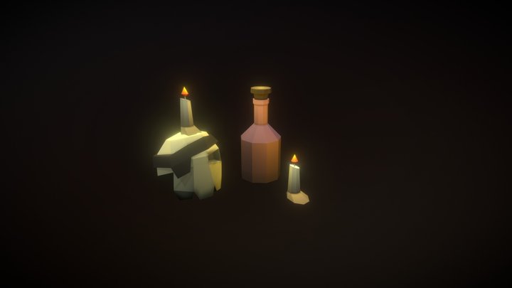 Skull and Candles 3D Model