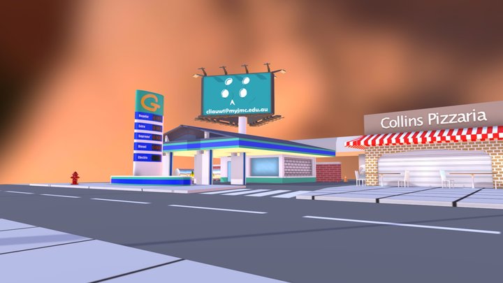 Collins Gas Station 3D Model
