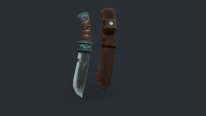 Knife and leather 3D Model