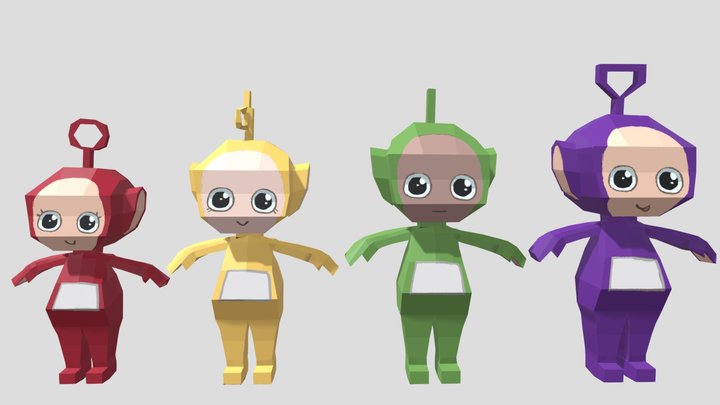 (Rigged) low poly teletubbies