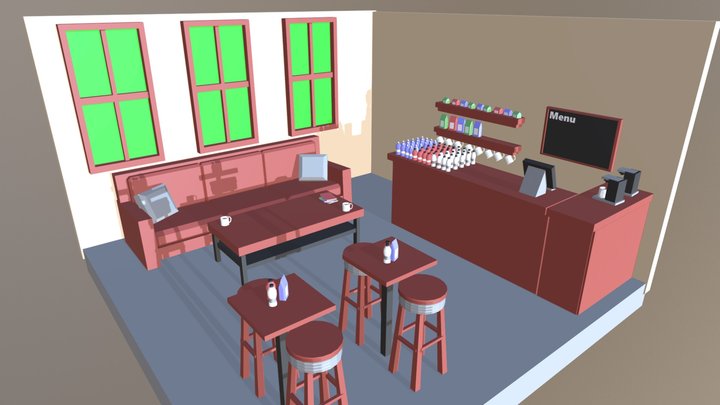 Coffee Shop Film Set Design Concept 3D Model