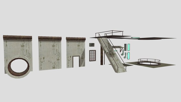 Modular Solarpunk Assets 3D Model