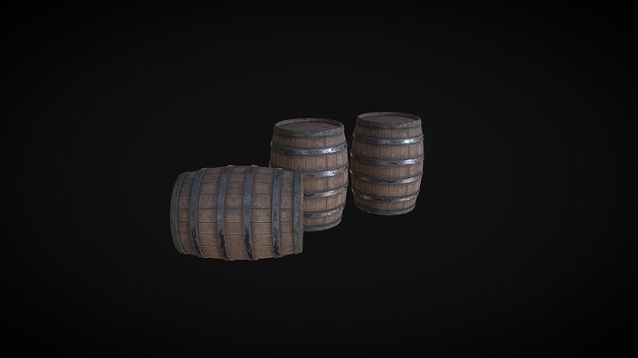 barrel_wood_for_gaming_model 3D Model