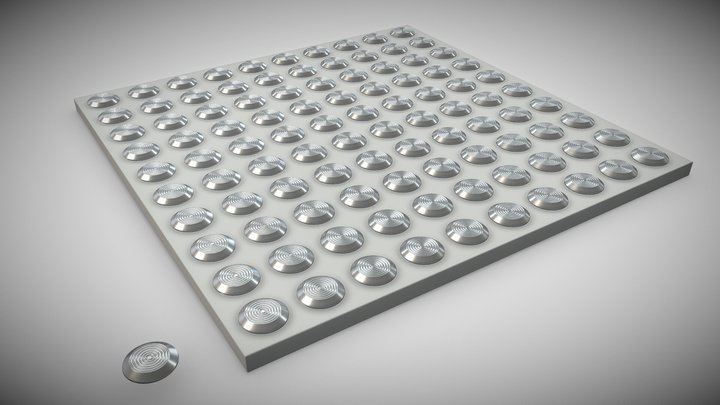 Tactile Studs - Stainless Steel (High-Poly) 3D Model