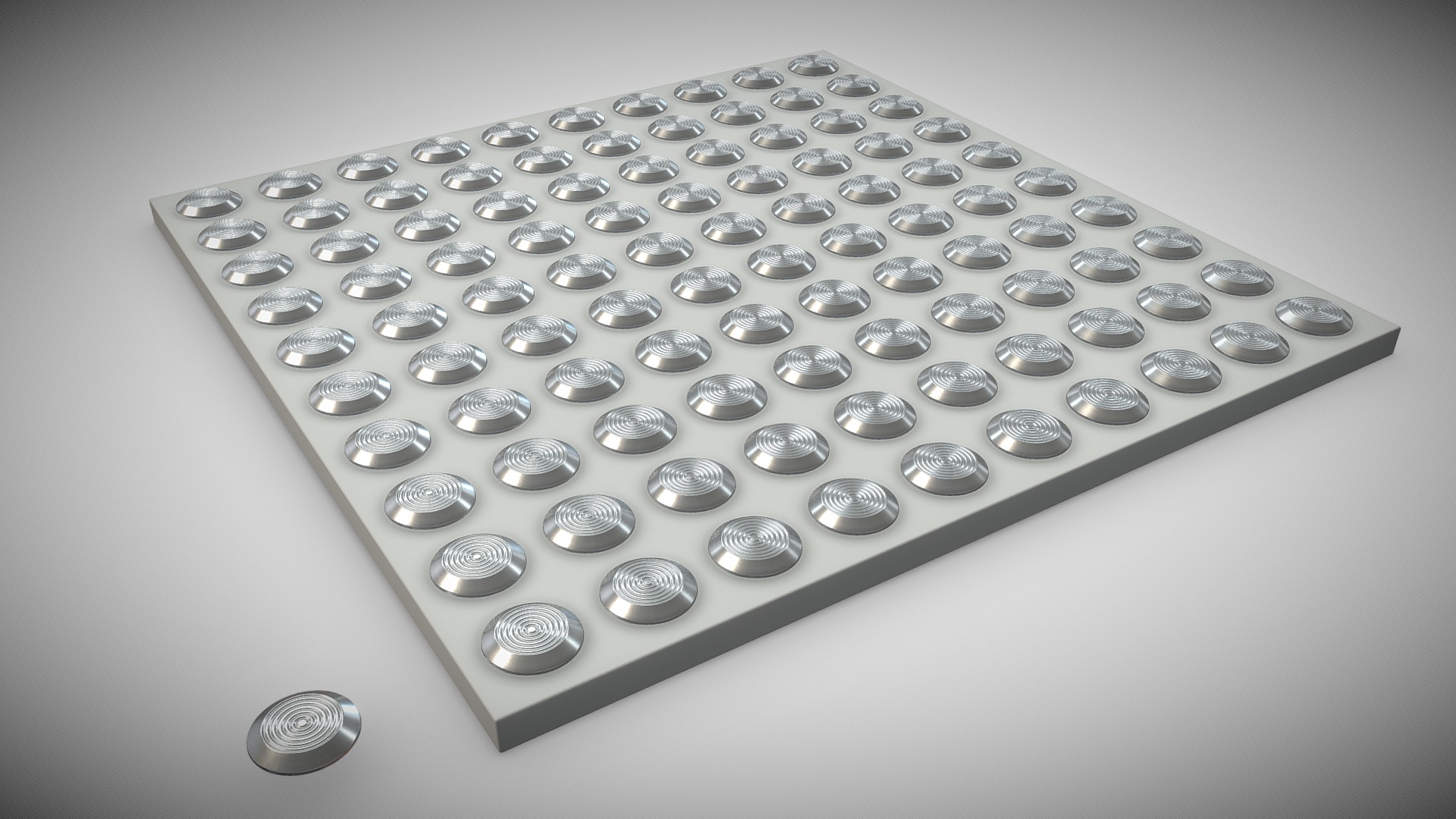 3D model Tactile Studs – Stainless Steel (High-Poly) - This is a 3D model of the Tactile Studs - Stainless Steel (High-Poly). The 3D model is about a close-up of a calculator.