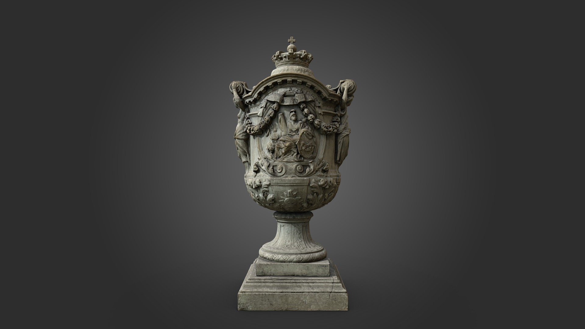 Marmeren tuinvaas 'Fortitudo' — Sketchfab embed 3D viewer