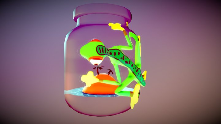 Geko on the island jar 3D Model
