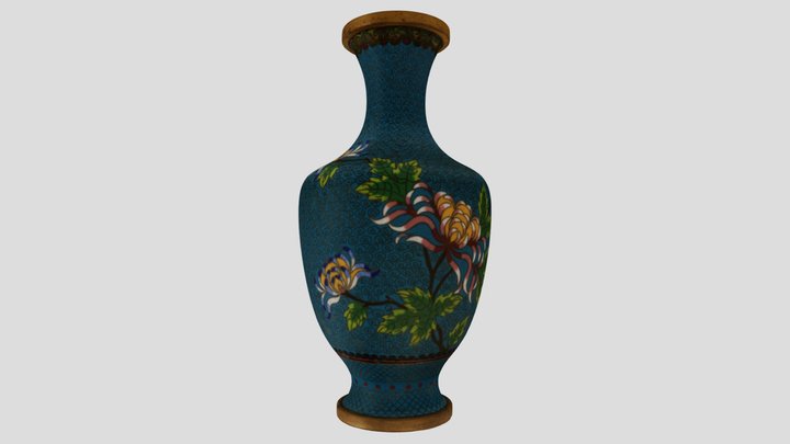 Chinese Cloisonne Glass Enamel Vase #2 3D Model