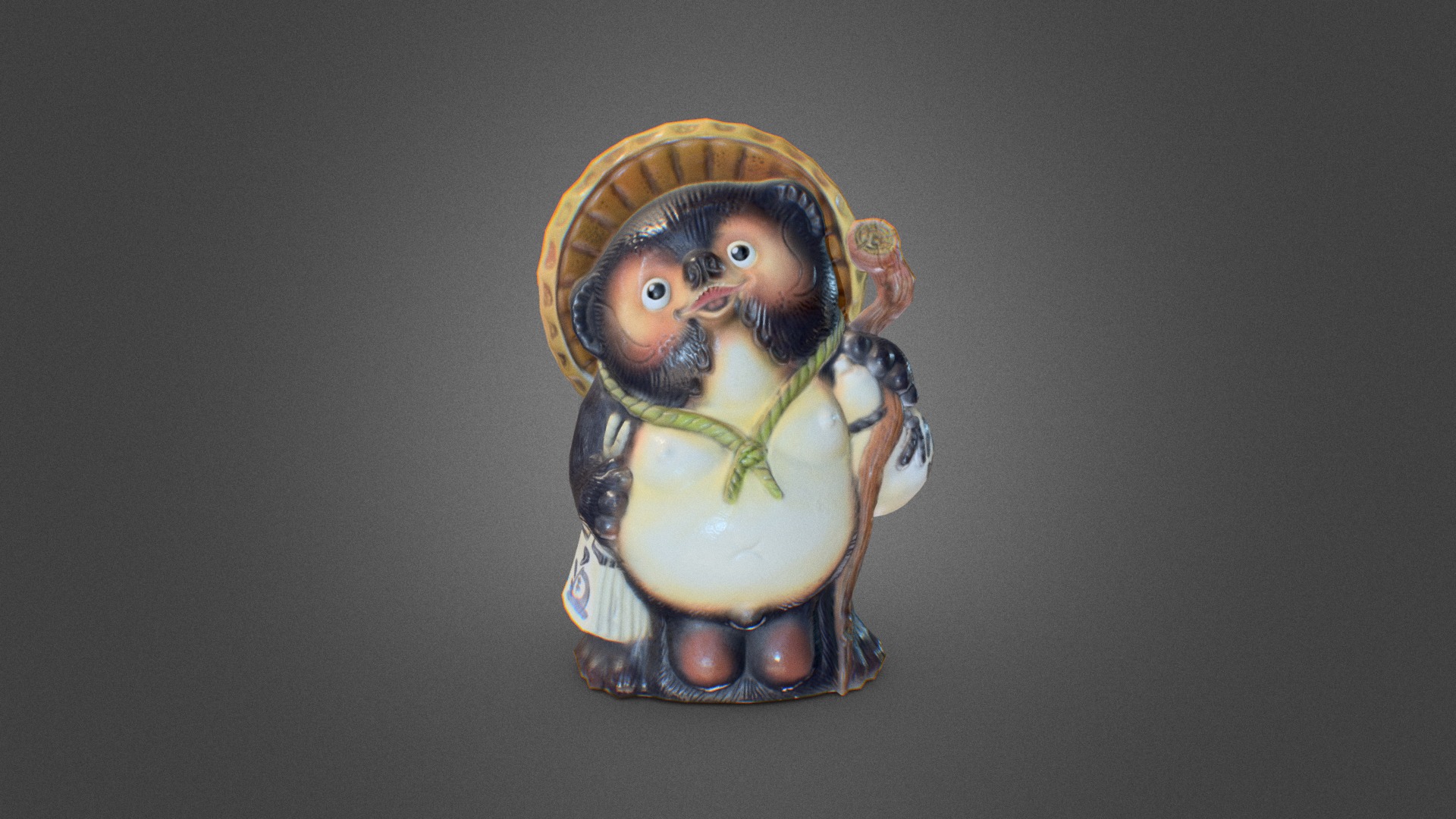 3D model Lucky Shigaraki raccoon dog - This is a 3D model of the Lucky Shigaraki raccoon dog. The 3D model is about a small figurine of a bird with a crown and a crown.