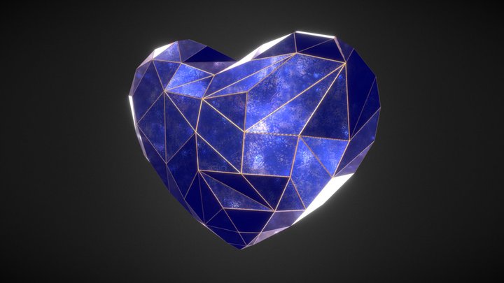 Blue Crystal Heart 3D Model