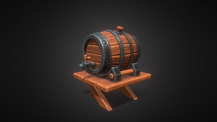 Stylized Barrel (Game Model) 3D Model