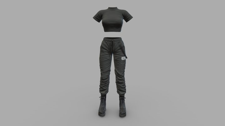 Black Cargo Outfit 3D Model
