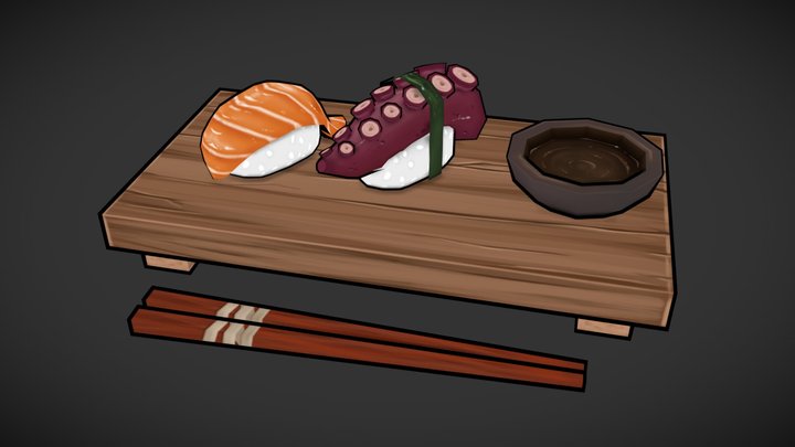 Low Poly Nigiri Set 3D Model
