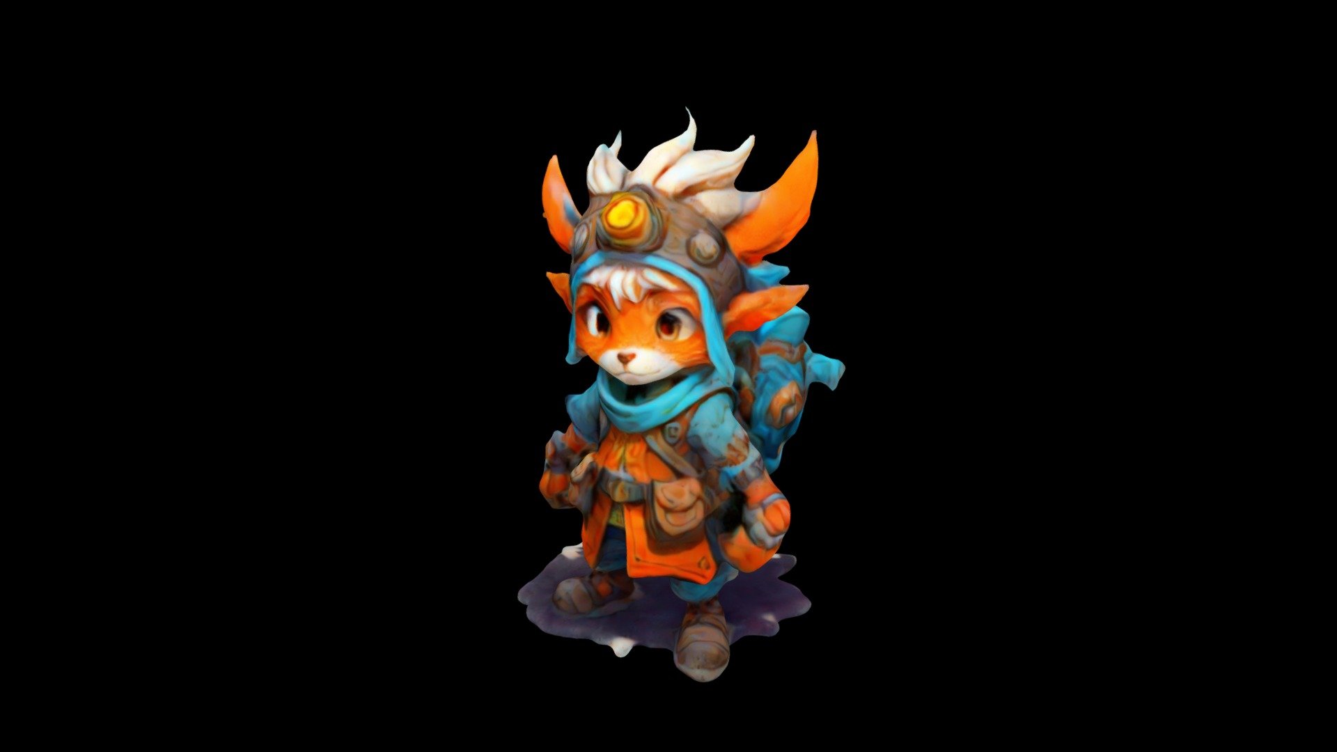 a orange and white fox dressed as a adventurer t - Download Free 3D ...