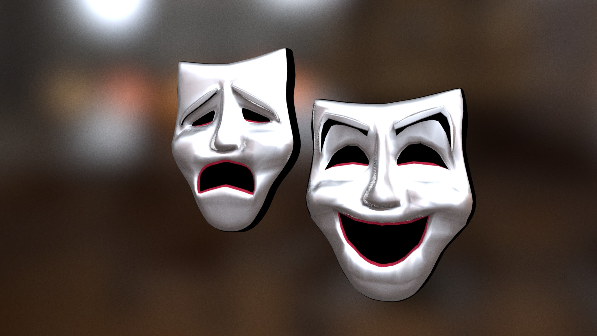 3D model Theatre Masks - This is a 3D model of the Theatre Masks. The 3D model is about logo.