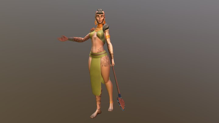 Stylized Pre-columbian Huntress 3D Model