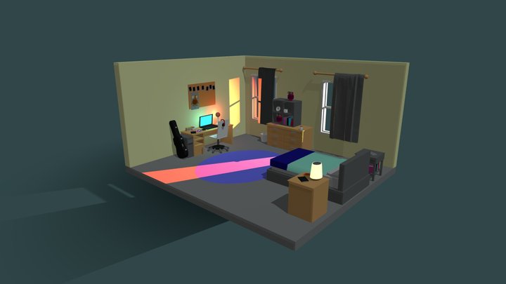 Low-Poly-Bedroom 3D Model