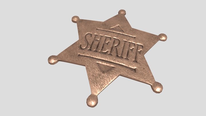 Worn Sheriff Badge 3D Model