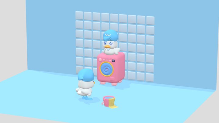 Quaxly at the Laundromat 3D Model