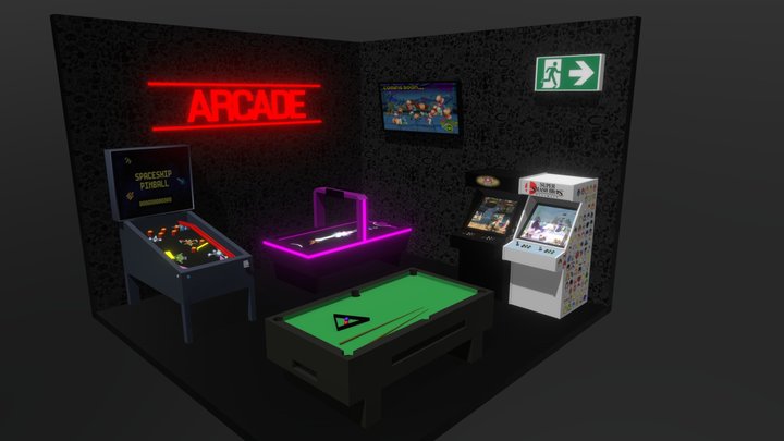 Arcade Room (Low Poly Theme) 3D Model