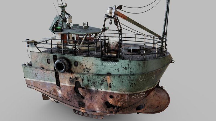 Fishing broken Trawler 3D Model