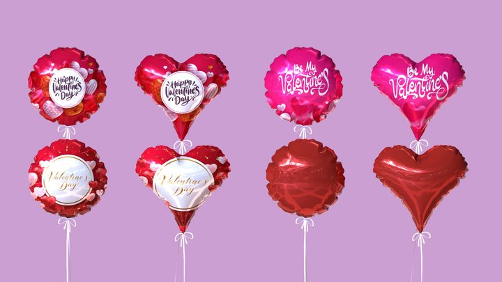 Valentine's Day Balloons 3D Model