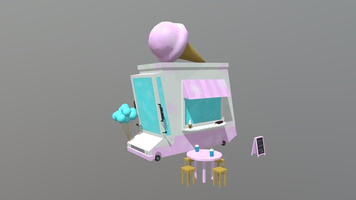 3DT1 Ice Cream Car Lora Boisvert 3D Model
