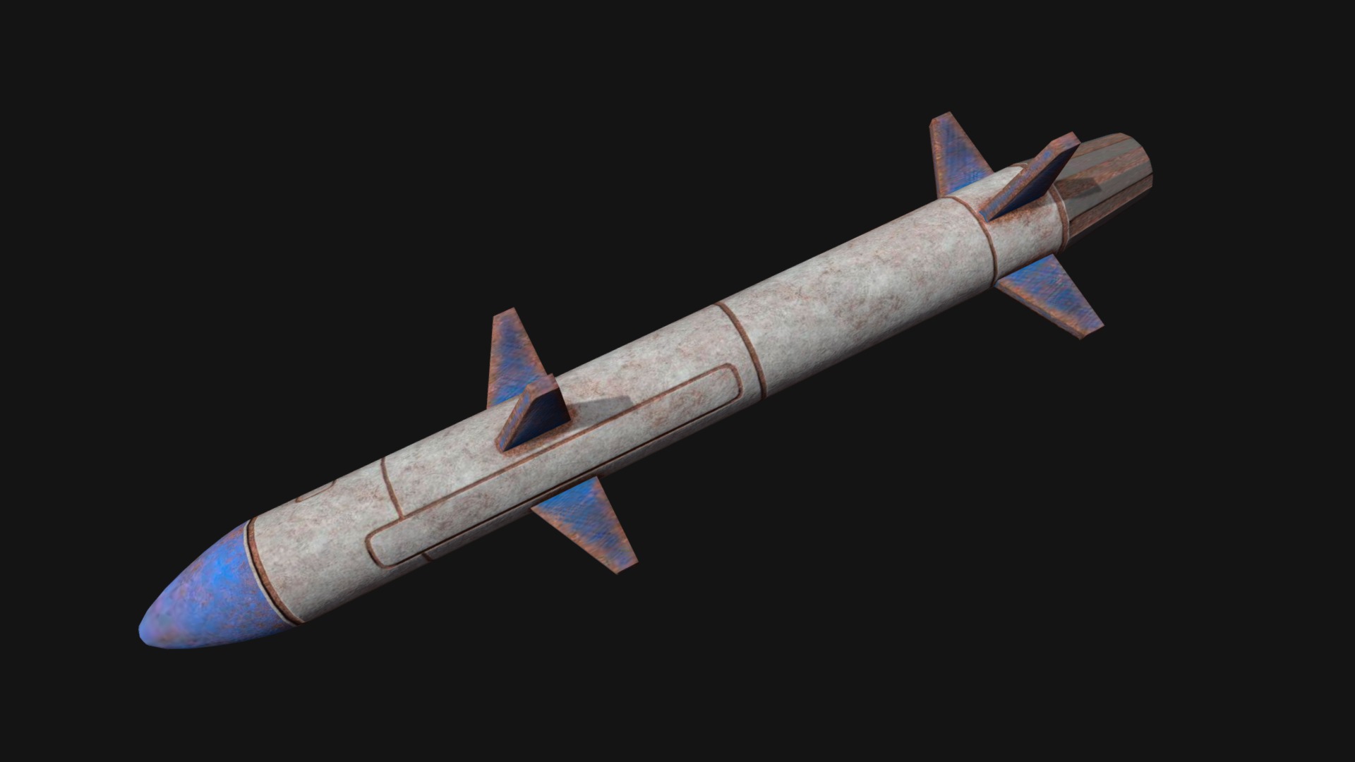 3D model Blue Missile - This is a 3D model of the Blue Missile. The 3D model is about a rocket in the sky.