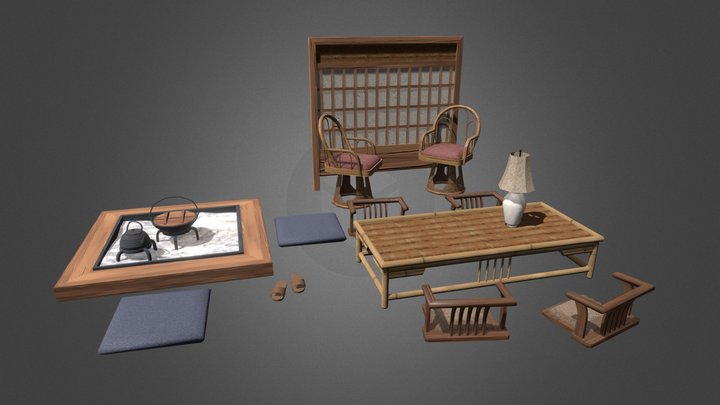 Rustic Japanese Props 3D Model