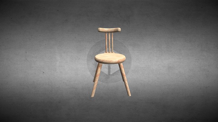 Wooden Pin Stool 3D Model