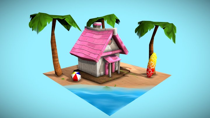 Summer Tropical House Scene 3D Model