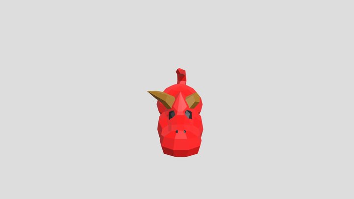 Low Poly Red Dragon 3D Model