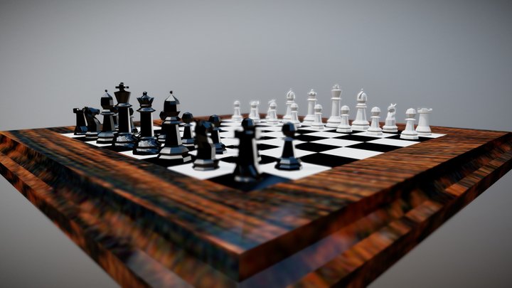 Chess Scene Low-poly : Game Starts 3D Model