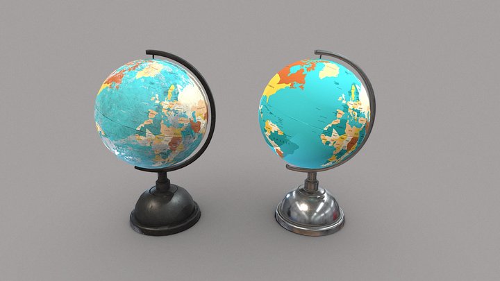 Pair of desk globes 3D Model