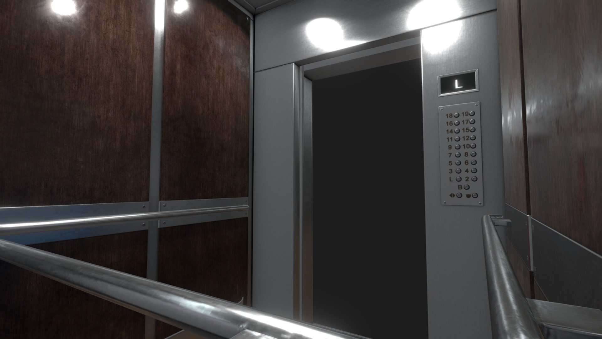 3D model Easy Elevator Model - This is a 3D model of the Easy Elevator Model. The 3D model is about a door with a metal panel.