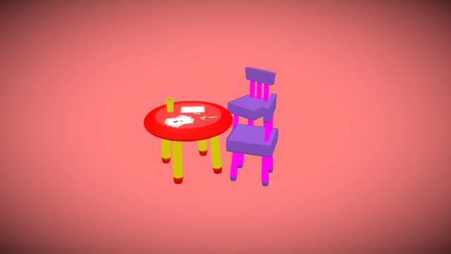 Colouring Table Scene 3D Model